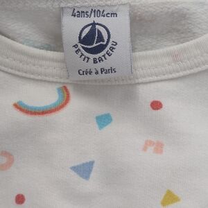 Petit Bateau White Pajama Set with Colorful Shapes